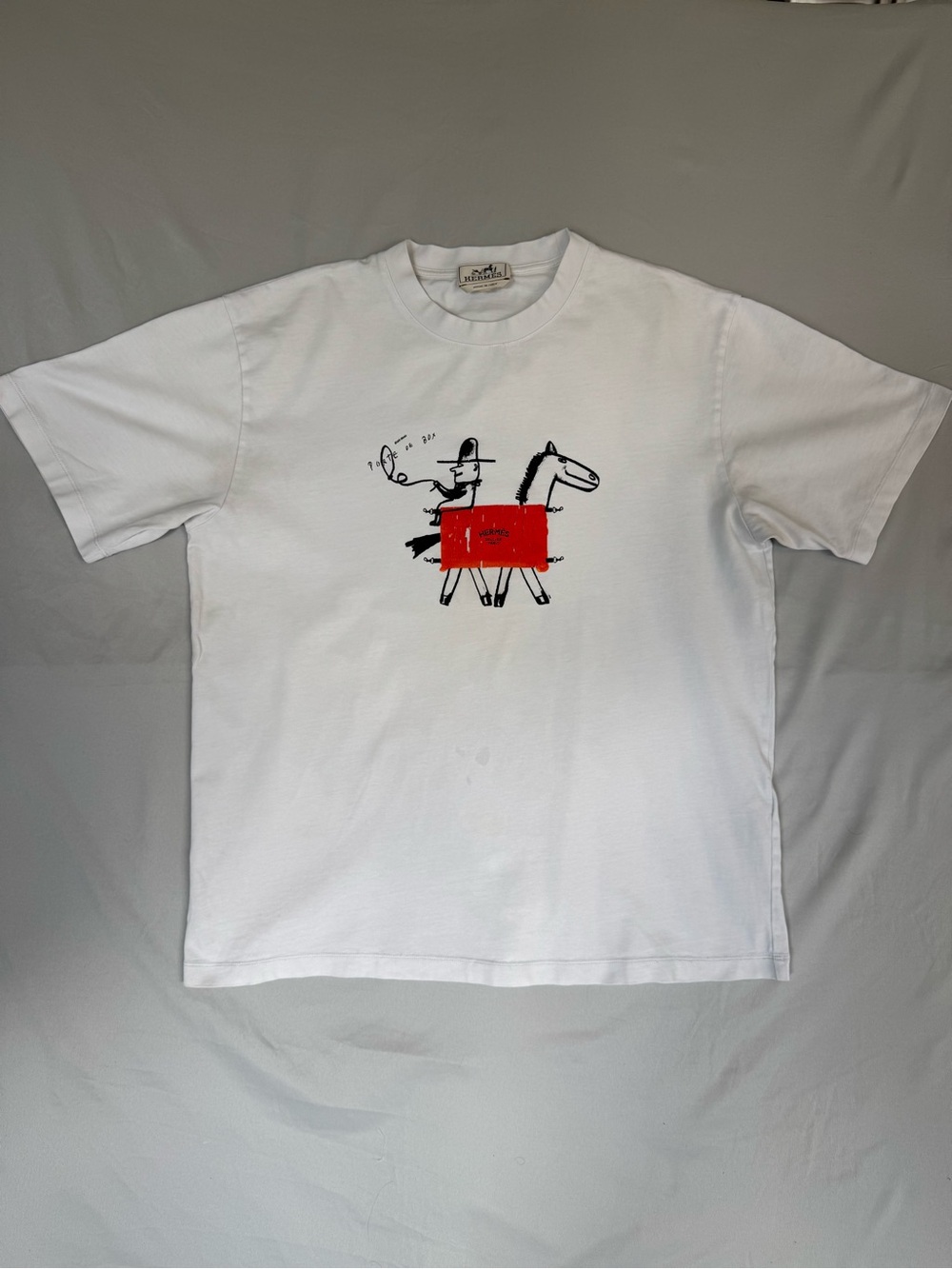 Hermès Porte de Box Graphic T-Shirt White Luxury Designer Tee Italy L/XL